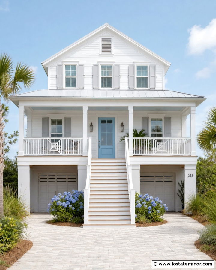 White House With Sky Blue Front Door - 30 White House Design With Front Door Ideas