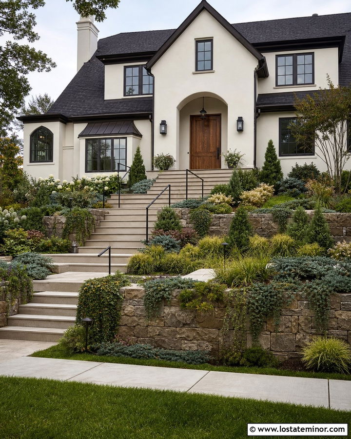 White House With Sloped Front Yard - 30 White House Design With Front Yard Ideas