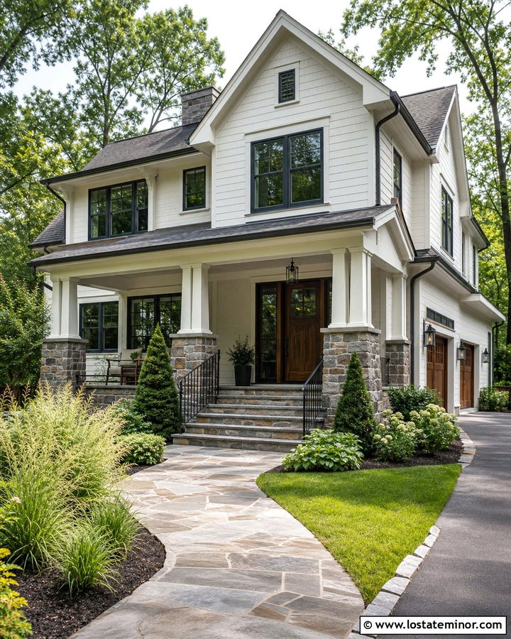 White House With Stone Front Porch - 30 White House Design With Front Porch Ideas