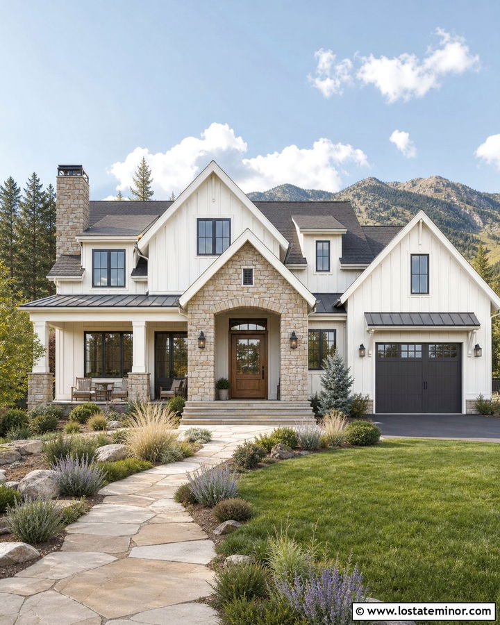 White House With Stone Gables - 30 White House Design With Gables Ideas