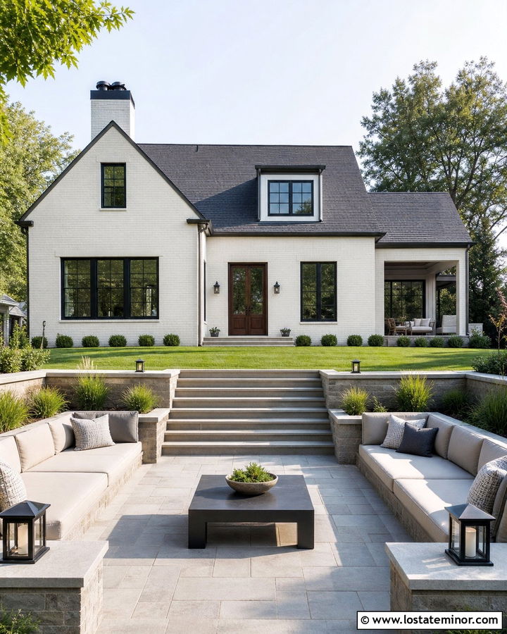 White House With Sunken Backyard Patio - 30 White House Design With Backyard Ideas