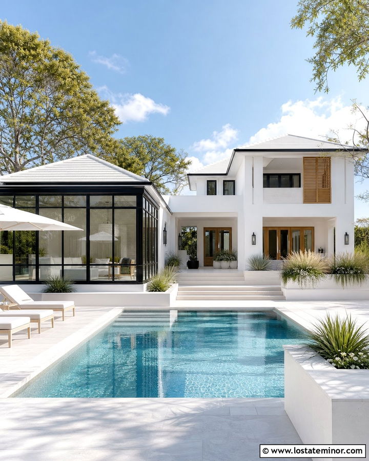 White House With Sunroom Overlooking Pool - 30 White House Design With Sunroom Ideas
