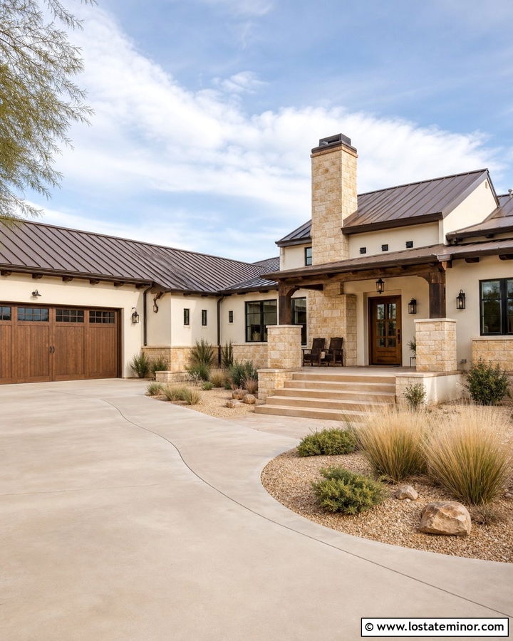 White House With Tan Stone Chimney - 30 White House Design With Chimney Ideas