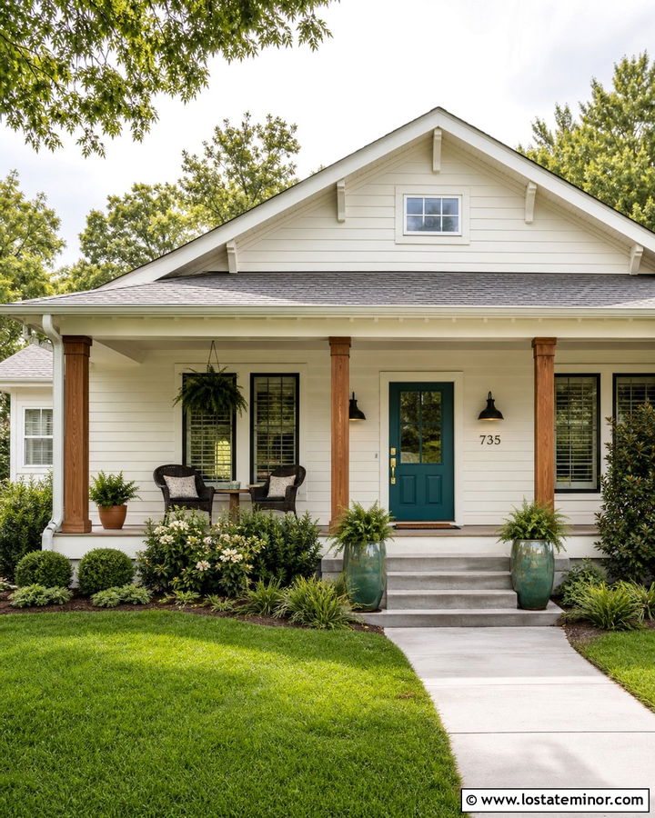 White House With Teal Entry Door - 30 White House Design With Entry Door Ideas