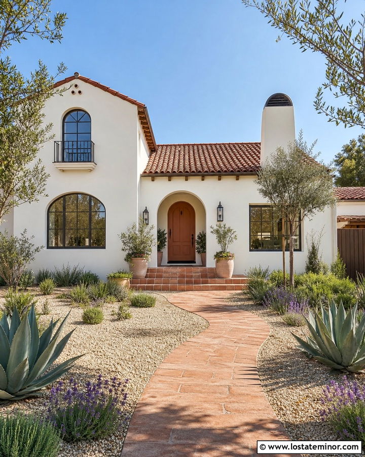 White House With Terracotta Front Door - 30 White House Design With Front Door Ideas