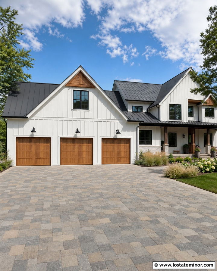 White House With Three Car Garage - 30 White House Design With Garage Door Ideas