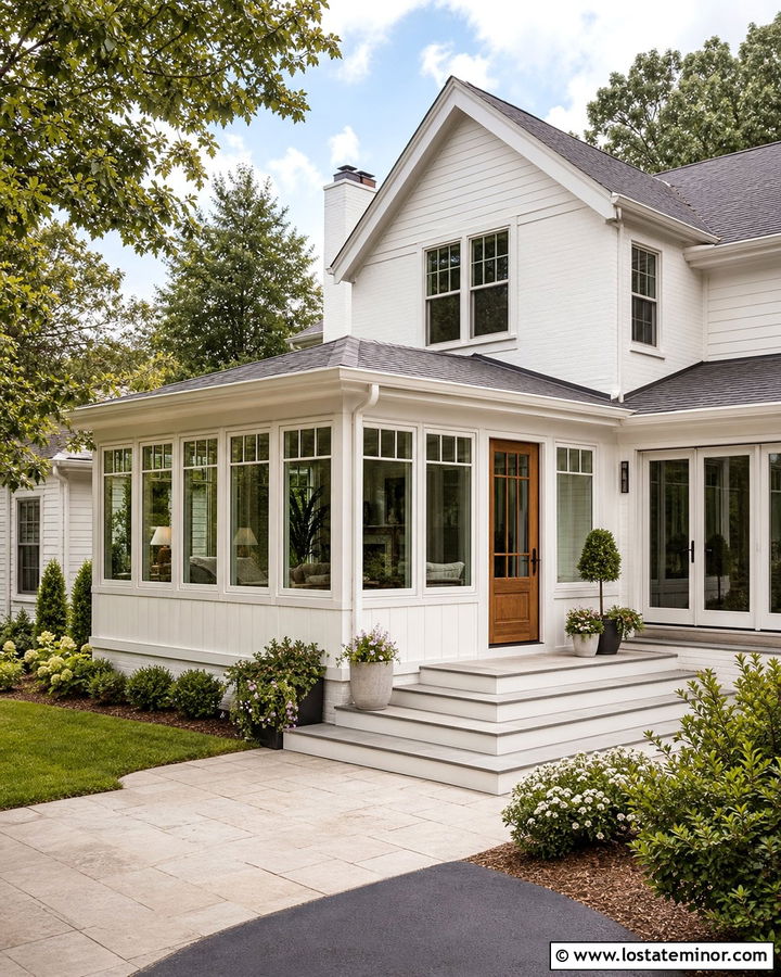 White House With Three Season Sunroom - 30 White House Design With Sunroom Ideas