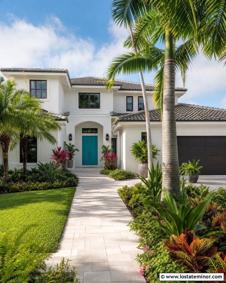 White House With Tropical Landscaping - 30 White House Design With Landscaping Ideas