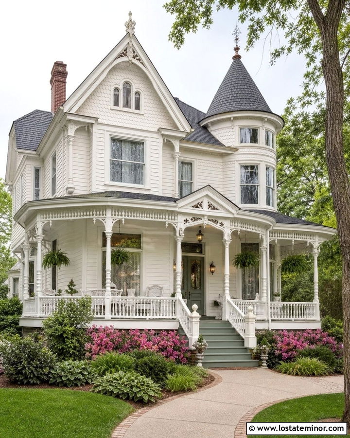 White House With Victorian Railings - 30 White House Design With Railings Ideas