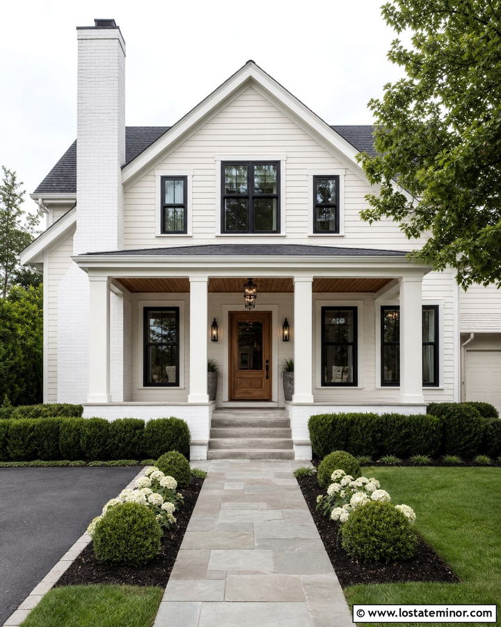 White House With White Brick Chimney - 30 White House Design With Chimney Ideas