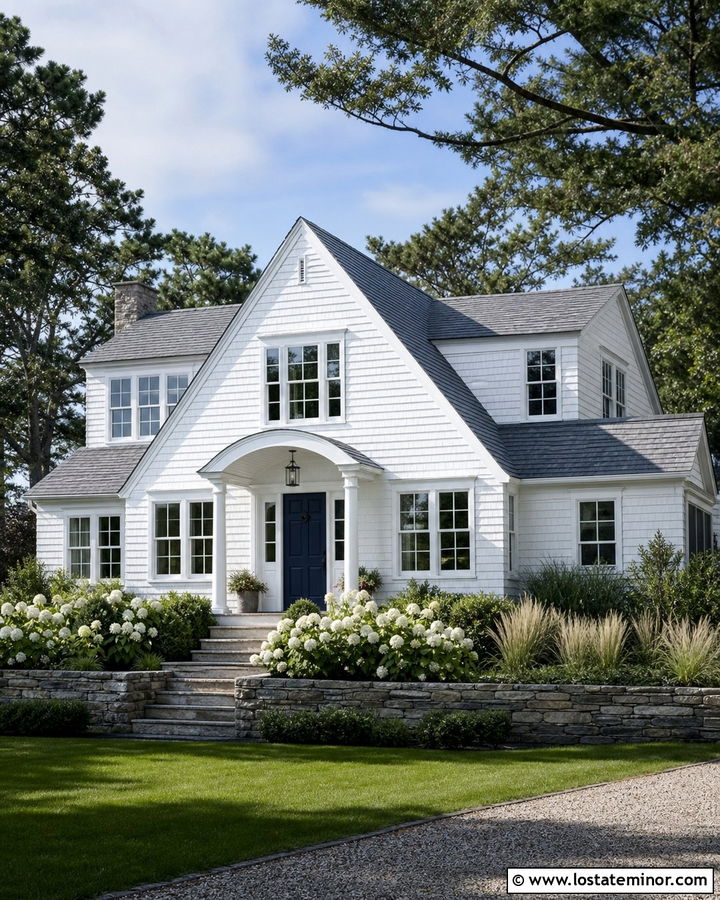 White House With White Cedar Shingles - 30 White House Design With Shingles Ideas