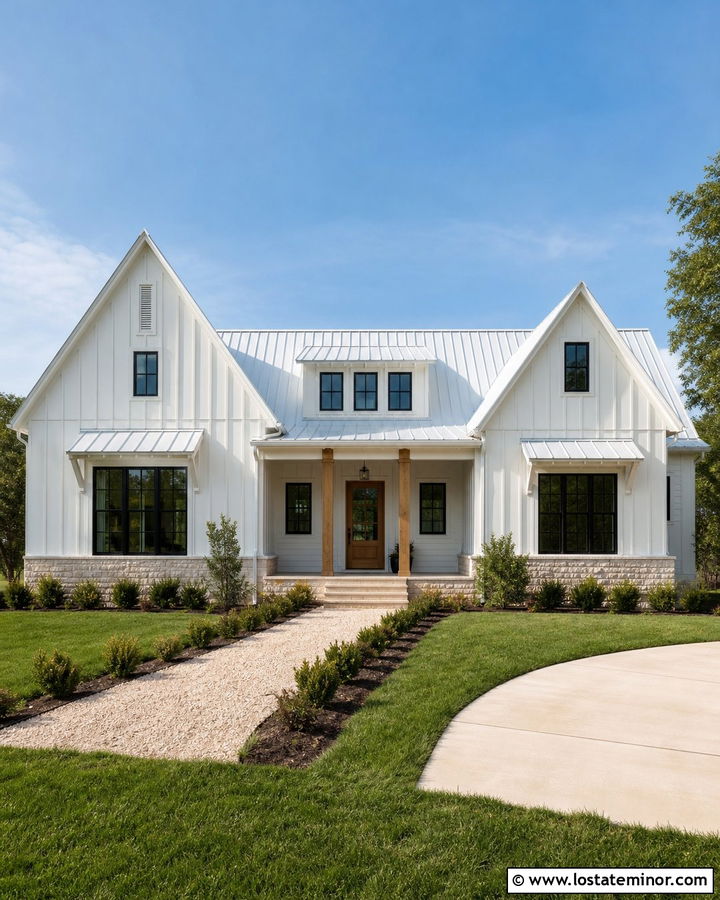 White House With White Metal Roof - 30 White House Design With Roof Ideas