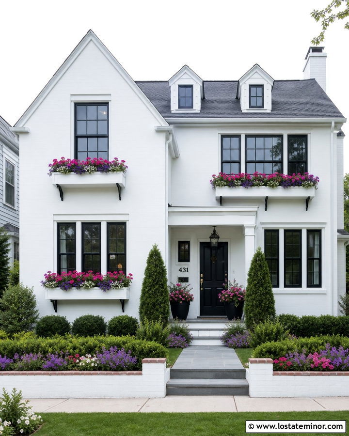 White House With White Window Boxes - 30 White House Design With Window Boxes Ideas