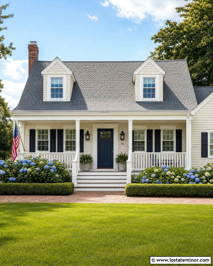 White House With White Wood Railings - 30 White House Design With Railings Ideas