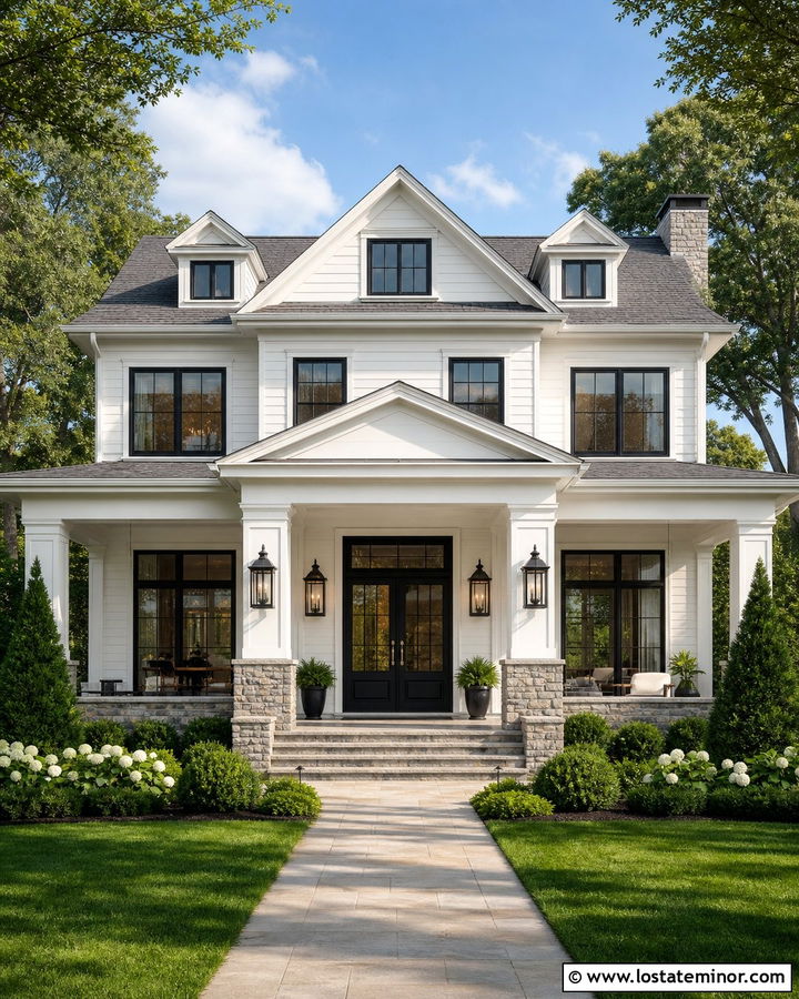 White House With Wide Front Porch Columns - 30 White House Design With Porch Columns Ideas
