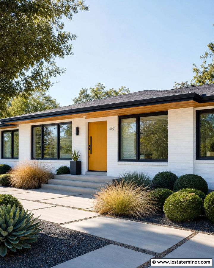 White House With Yellow Entry Door - 30 White House Design With Entry Door Ideas