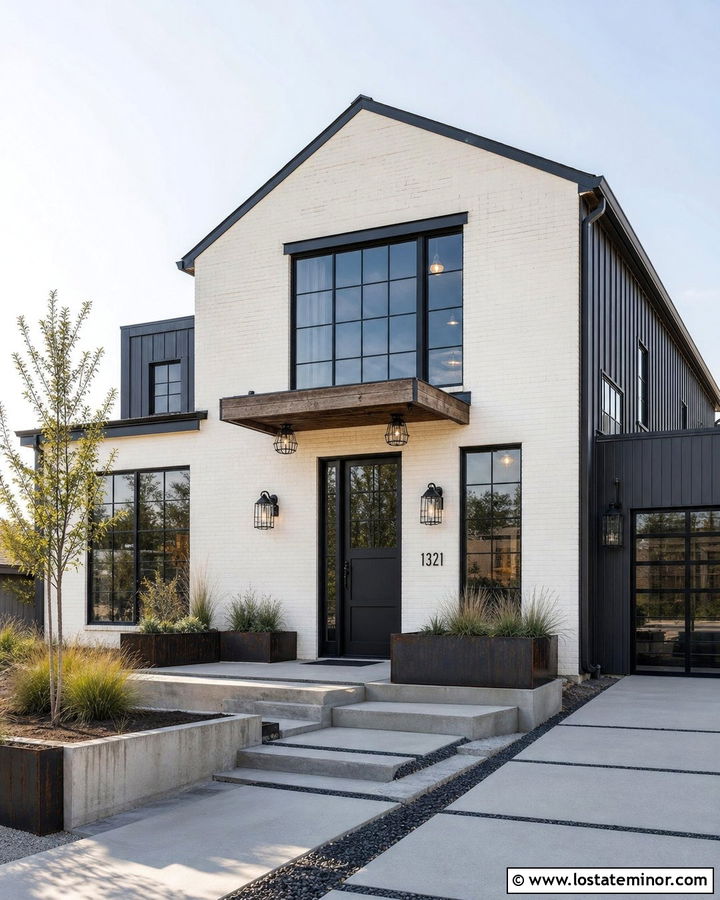 White Industrial House With Cage Lights - 30 White House Design With Light Fixtures Ideas