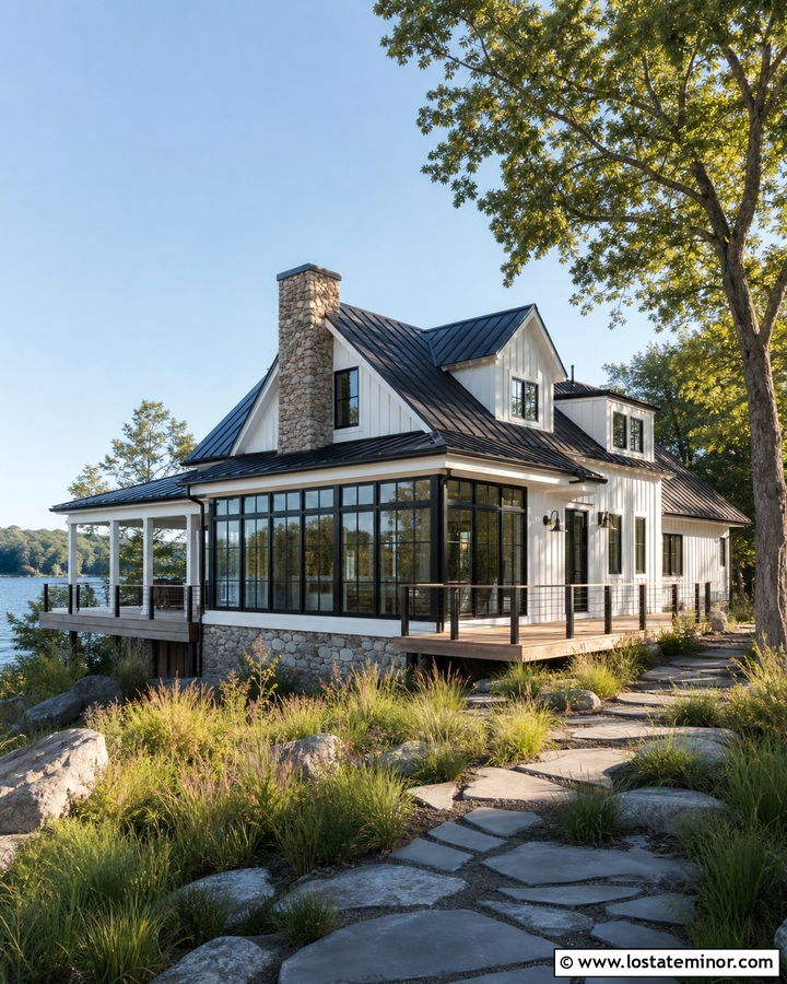 White Lake House With Sunroom - 30 White House Design With Sunroom Ideas