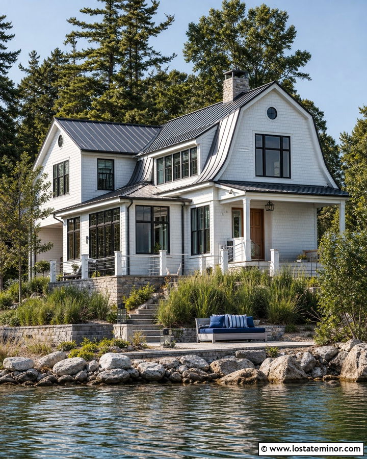 White Lake House With Weathered Daybed - 30 White House Design With Daybed Ideas
