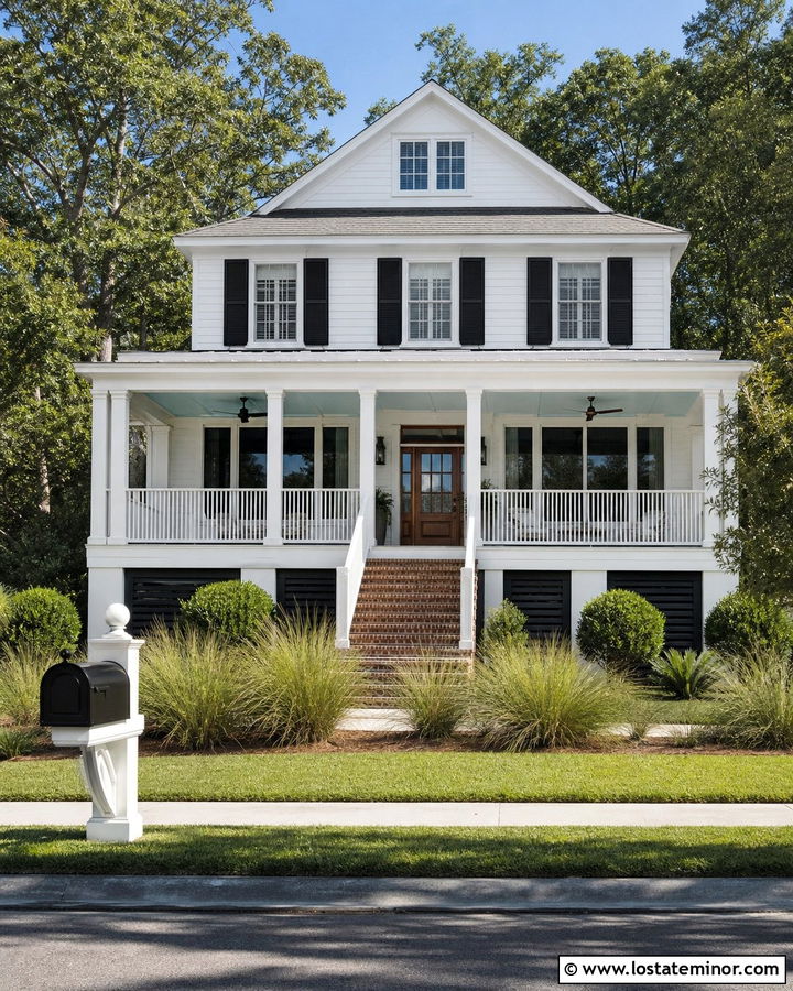 White Lowcountry House With Black Mailbox - 30 White House Design With Mailbox Ideas