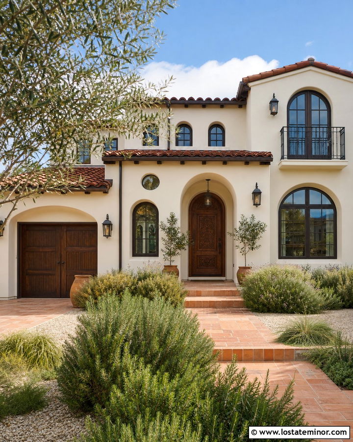 White Mediterranean House With Brown Window Frames - 30 White House Design With Window Frames Ideas