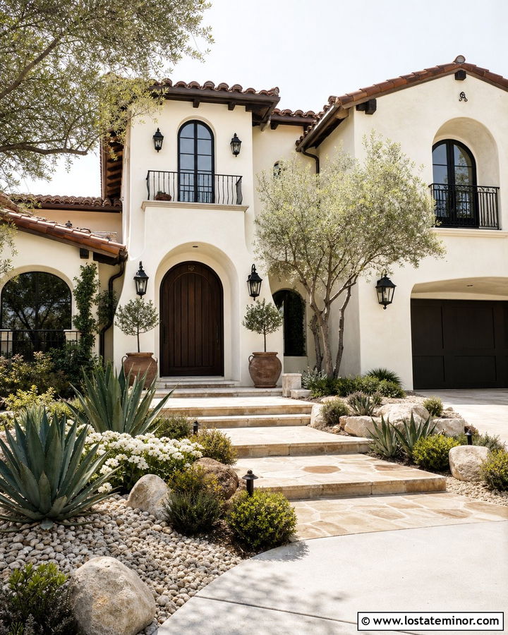 White Mediterranean House With Iron Lanterns - 30 White House Design With Light Fixtures Ideas