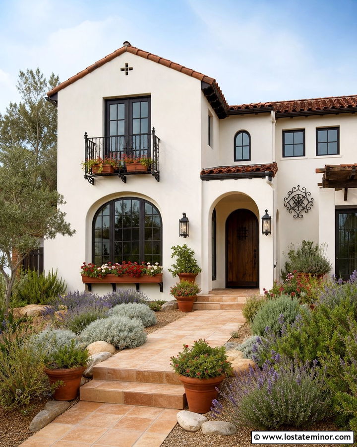 White Mediterranean House With Terracotta Window Boxes - 30 White House Design With Window Boxes Ideas