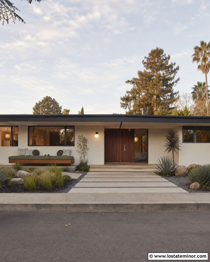 White Midcentury House With Low Daybed - 30 White House Design With Daybed Ideas