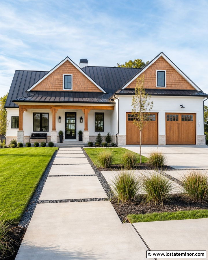 White Modern Farmhouse With Cedar Gables - 30 White House Design With Cedar Shake Ideas