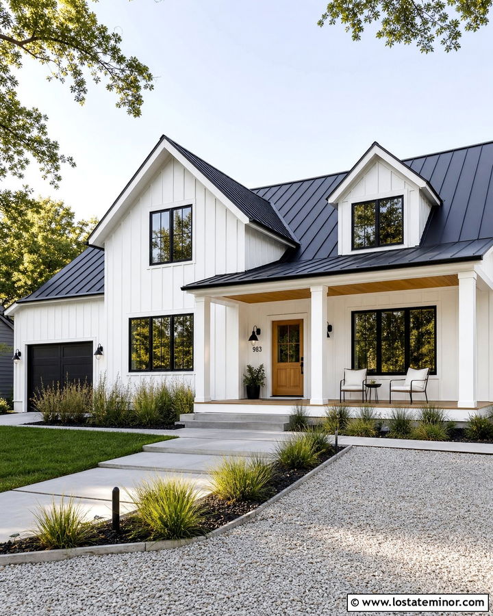 White Modern Farmhouse With Wood Dutch Door - 30 White House Design With Dutch Door Ideas