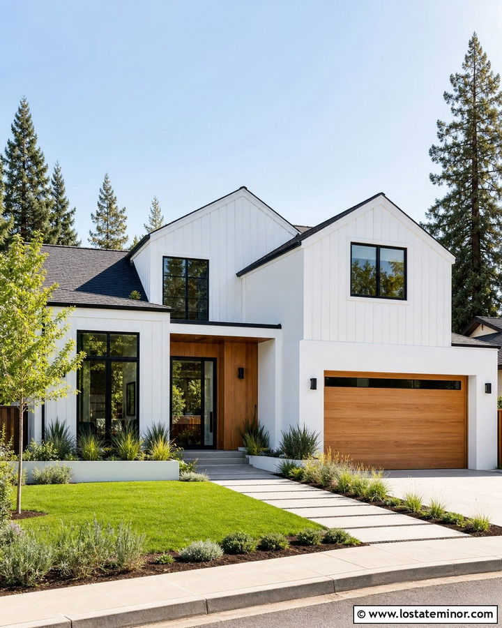 White Modern House With Flat Shingle Rooflines - 30 White House Design With Shingles Ideas