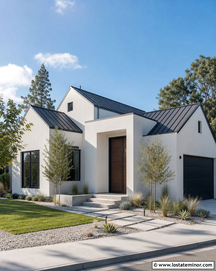 White Modern House With Minimal Screen Door - 30 White House Design With Screen Door Ideas