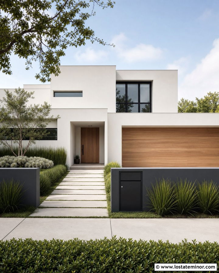 White Modern House With Parcel Mailbox - 30 White House Design With Mailbox Ideas
