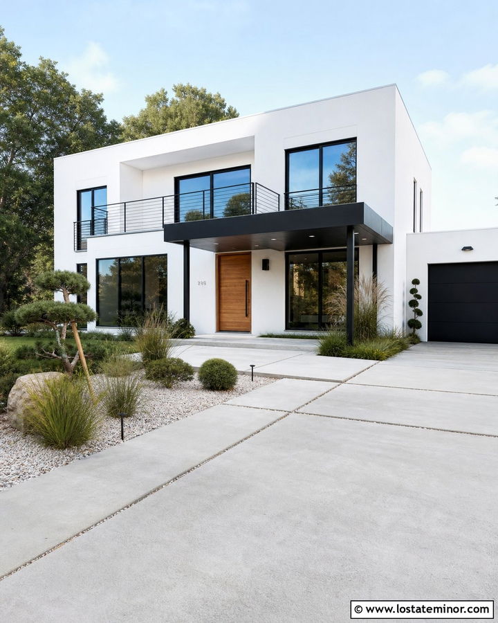 White Modern House With Steel Porch Columns - 30 White House Design With Porch Columns Ideas