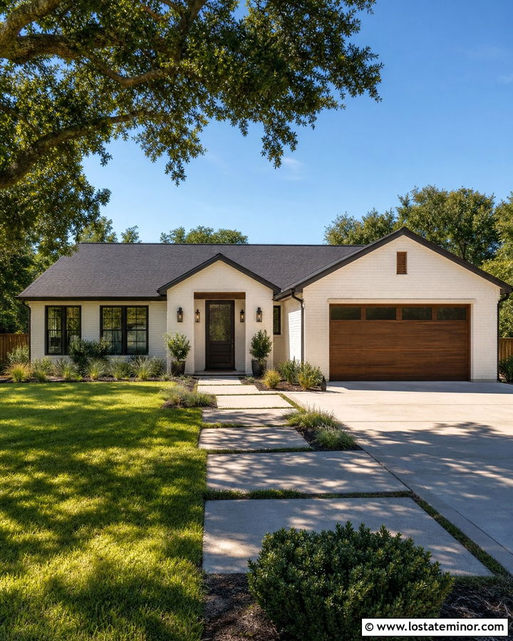White Ranch House With Bronze Screen Door - 30 White House Design With Screen Door Ideas