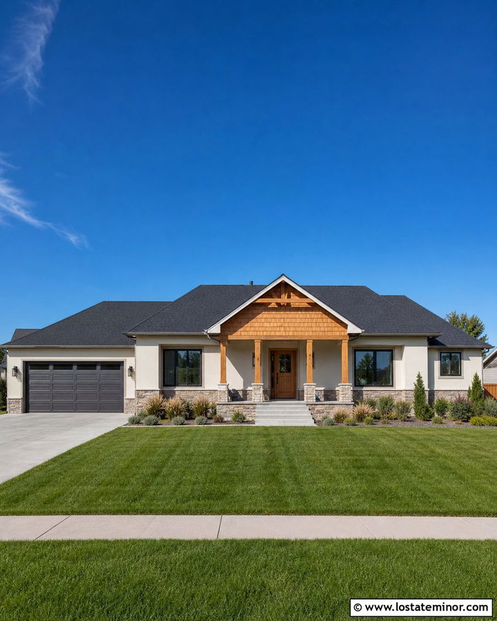 White Ranch House With Cedar Shake Gable - 30 White House Design With Cedar Shake Ideas