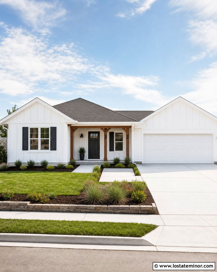 White Ranch House With Charcoal Gray Shutters - 30 White House Design With Shutters Ideas