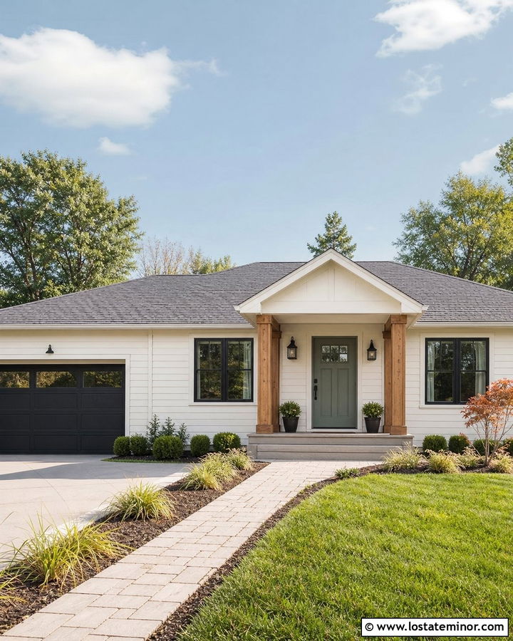 White Ranch House With Covered Front Porch - 30 White House Design With Front Porch Ideas