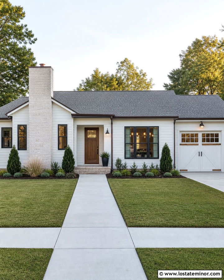 White Ranch House With Front Chimney - 30 White House Design With Chimney Ideas