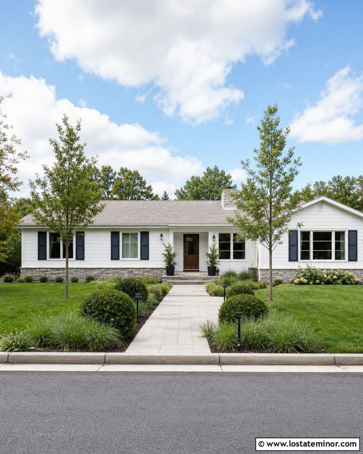White Ranch House With Stone Foundation - 30 White House Design With Stone Accents Ideas