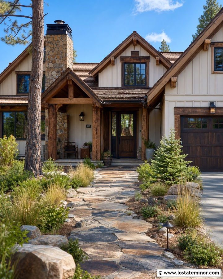 White Rustic House With Brown Storm Door - 30 White House Design With Storm Door Ideas