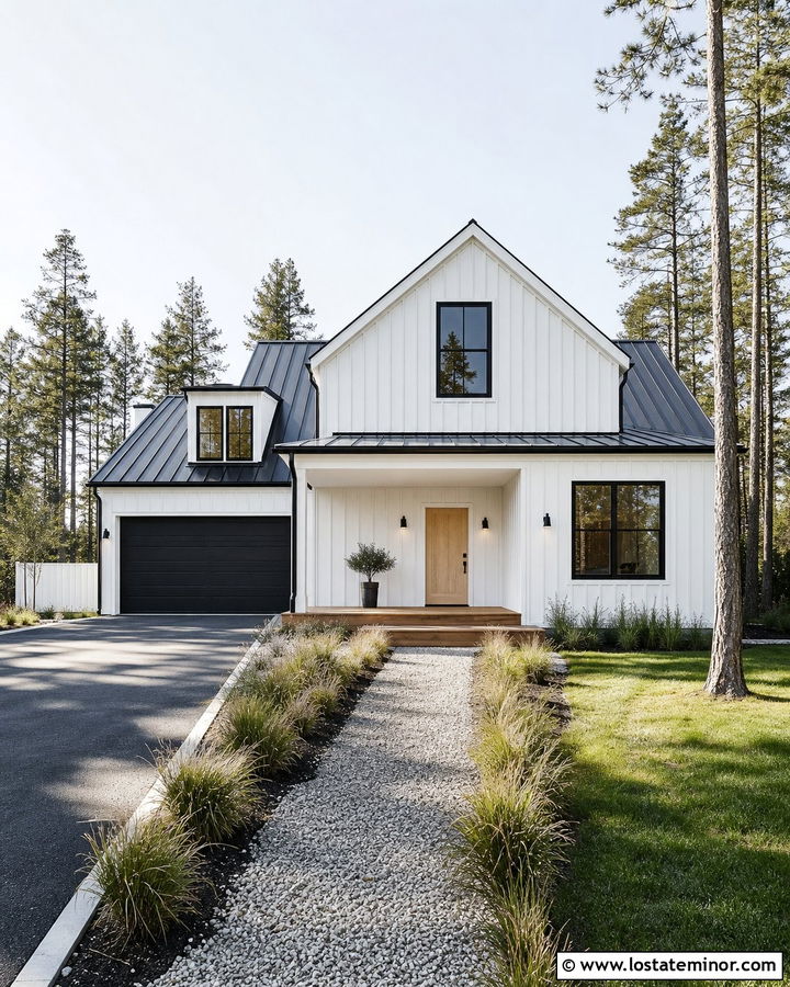 White Scandinavian House With Minimalist Sconces - 30 White House Design With Light Fixtures Ideas