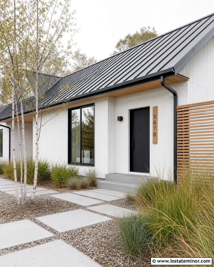 White Scandinavian House With Oak Number Plaque - 30 White House Design With House Numbers Ideas
