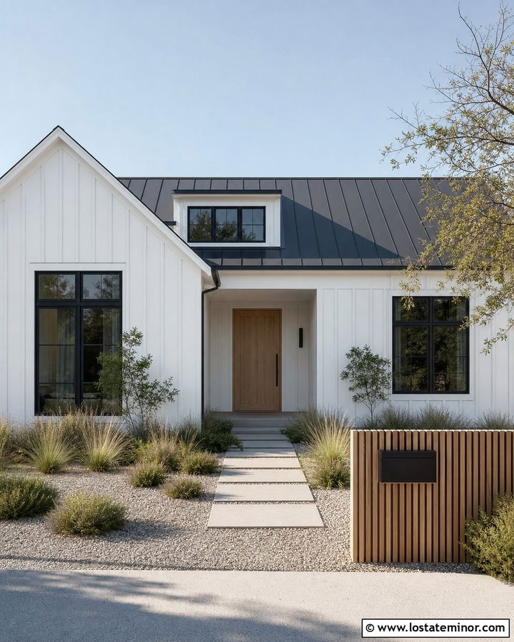 White Scandinavian House With Wood Mailbox - 30 White House Design With Mailbox Ideas