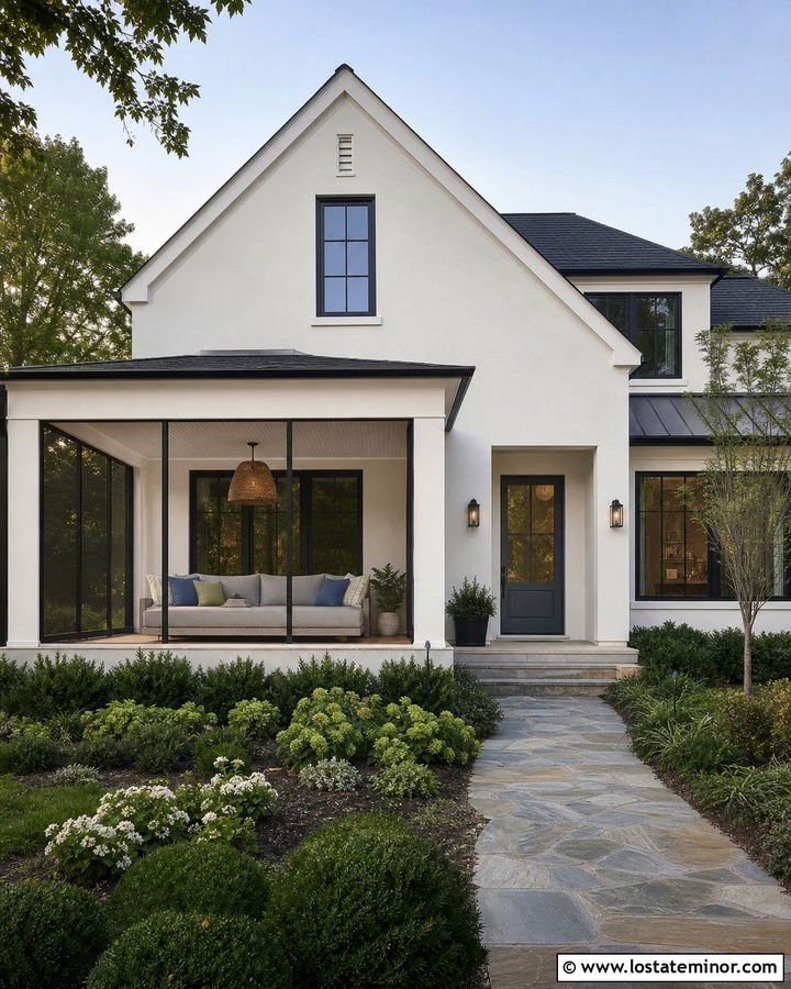 White Screened Porch With Indoor Outdoor Daybed - 30 White House Design With Daybed Ideas