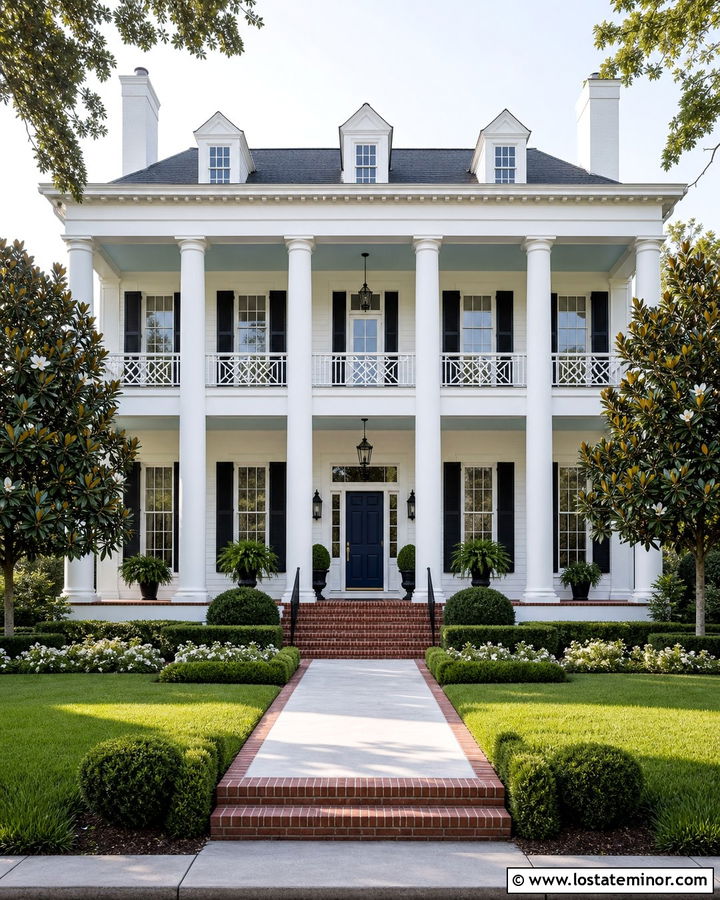 White Southern House With Two Story Columns - 30 White House Design With Porch Columns Ideas