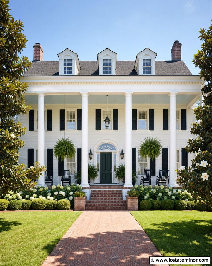 White Southern House With Wide Front Porch - 30 White House Design With Front Porch Ideas