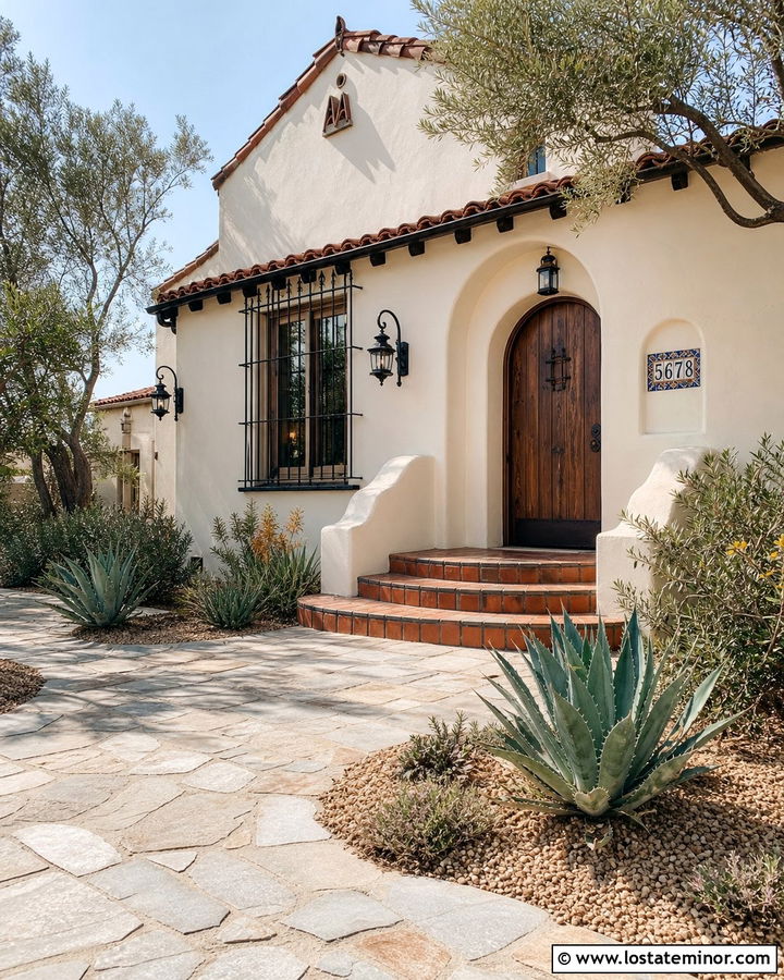 White Spanish Revival House With Tile Numbers - 30 White House Design With House Numbers Ideas