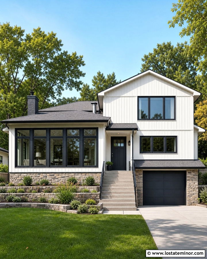 White Split Level House With Sunroom - 30 White House Design With Sunroom Ideas