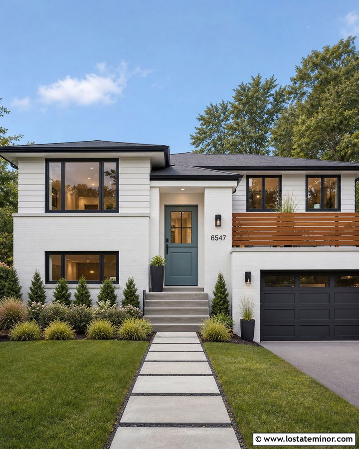 White Split Level With Modern Dutch Door - 30 White House Design With Dutch Door Ideas